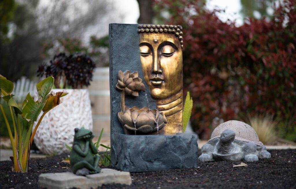 Bronze Buddha Fountian in Temecula Garden